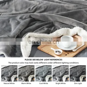 Polar Thermal Insulation Sofa Fleece Sherpa Blanket With Brand thumbnail-3