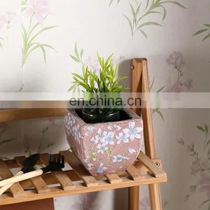 Unique Fancy Flower Pattern Custom Indoor Outdoor Garden Balcony Square Plant Pots for Home Decor thumbnail-1