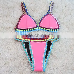 2016 Best Selling Colorfull Neoprene Sexy European Style Bikinis Women's Bikini Style thumbnail-1