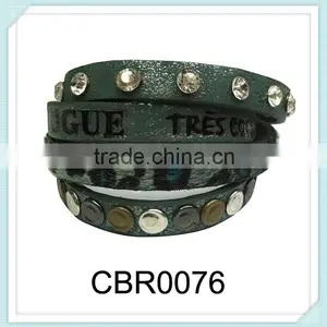 Wholesale Ladies Multi Strand Cord Sexy Leopard Letter Fashion Rhinestone Bangle Bracelet ,adjustable Leather Wrap Bracelet thumbnail-1