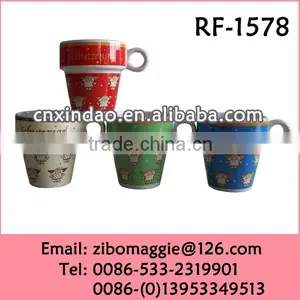 8oz Stackable Ceramic Mug With Christmas Design for Mini Tea Mug thumbnail-1