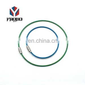 Good Quality Durable Wire Keychains Rings With Chain Screw Stainless Steel Cable Key Ring thumbnail-4