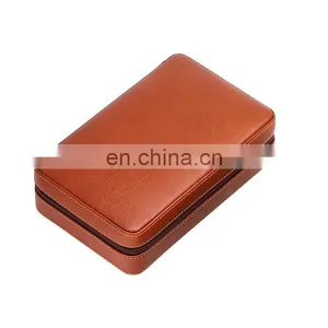 Travel Portable Cigar Boxes Wholesale Cedar Leather Cigar Humidor Case Box thumbnail-1