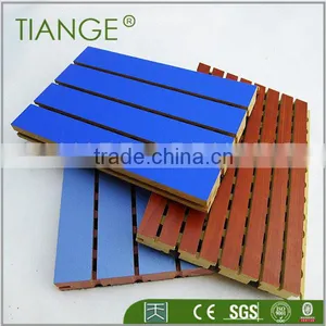 Great Quality Wood Veneer Facing Grooved Wood Acoustic Panel for Auditorium thumbnail-1