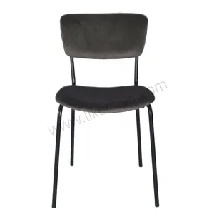 Modern Velvet Metal Legs Apartment Entry Dining Chair With Household Backrest for Home Office and Home Bar thumbnail-1