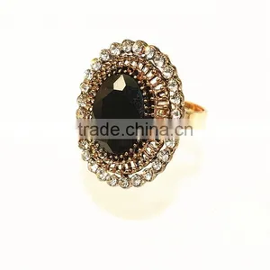 Big Gold Ring With Big Oval Stone Shape Finger Ring thumbnail-2