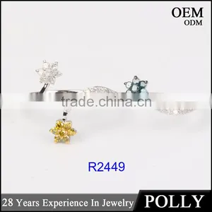 2016 New China Factory Direct Wholesale Fashion Jewelry Ring 925 Sterling Silver Fashion Double Women Ring Set thumbnail-1