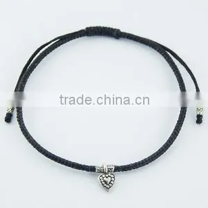 Macrame Bracelet With Small Silver Heart Charm thumbnail-1