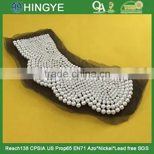 Wholesale Crochet Made White Pearl Beaded Neckline Collar for Garments thumbnail-4