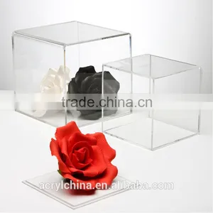 Gift Boxes 5 Sides Clear Acrylic Storage Cube Box Top Open thumbnail-2