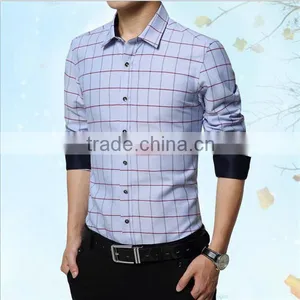 China Long Sleeve Double Collar Fancy Shirts for Men Fashion Check Shirts thumbnail-2