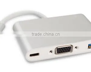 Usb c Hub Digital av Multiport Adapter Type c to Usb3.0 + Vga + Type c Adapter thumbnail-3