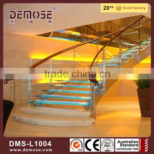 Led Outdoor Stairs Lighting Glass Railing Wood Stairs thumbnail-1