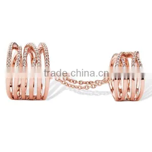 925 Silver Micropave Cubic Zirconia Multi-Row Crossover Long Finger Ring thumbnail-2