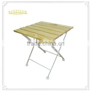 Vintage Industrial Wood and Metal Foldable Chair and Table thumbnail-1