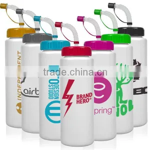 1000ml/32oz BPA Free Plastic Sports Bottle With Straw Lid thumbnail-1