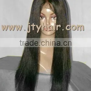 Hot Beauty Fashional Style 22" #1B Yaki Straight, Bleached Knots, Indian Remy Hair Lace Front Wig thumbnail-1
