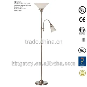 Antique Torchiere Floor Lamp With Rockerarm Reading Light thumbnail-3
