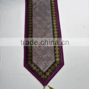 Indian Silk Table Runner With 6 Place Mats & 6 Coaster in Pink Color Size 16*62 thumbnail-4