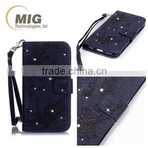 Fasion Designed Diamond Butterfly Wallet Leather Case Cover With Strap, Leather Case With Inside TPU for Iphone 6s/6 Plus thumbnail-5