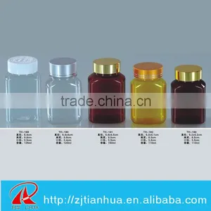 Wholesale Customized Health Care Square PET Clear Plastic Bottle With Pressure Screw Cup and Metal Cup thumbnail-1