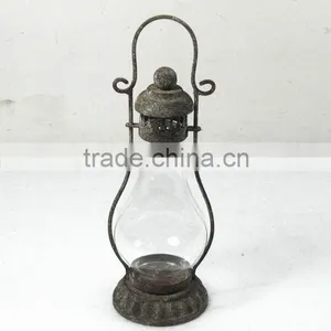 Hanging Metal Candle Lantern W/hurricane Glass thumbnail-1