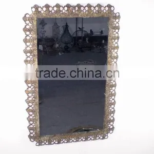 Rectangle Metal Mirror With Anqitue Golden Finish thumbnail-1