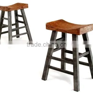RESTAURANT SMALL BAR STOOL , INDUSTRIAL BAR STOOL WITH WOOD SEAT thumbnail-2