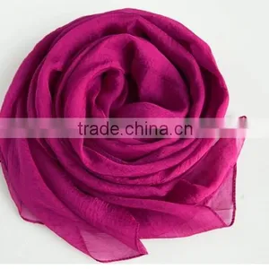 Colourful Polyester Chiffon Long Scarf in Solid Colour thumbnail-2