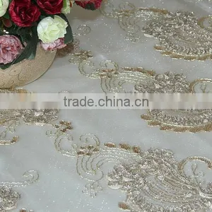 POPULAR CHAMPAGNE TABLE LINEN FOR WEDDING ON SHINE MESH Quality Choice thumbnail-2