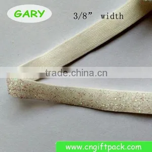 White Glitter Stretch Velvet Elastic Ribbon thumbnail-2