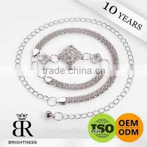 High Quality White Crystal Silver Waist Chain Models Brightness F1-80047 thumbnail-1