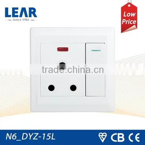 N6 Series Wall Switch 15A 1 Gang Switched Round-pin Socket With Neon thumbnail-1