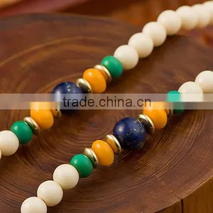 6mmx108Beads Women's Men's Artificial Hippopotamus Tooth Round Beads Bracelet thumbnail-5