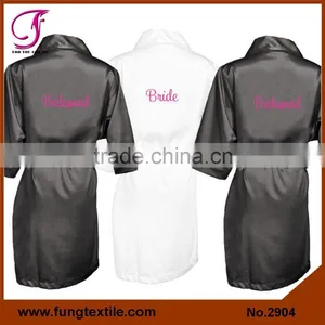 2904 Many Colors Available Good Quality Solid Short Satin Bride Robe thumbnail-4