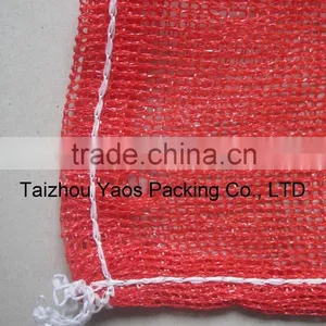Red Perforated PP Leno Mesh Bag Plastic Plain Onions Bag Label Bag thumbnail-6