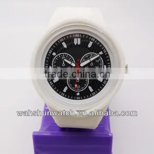 Factory Custom Logo Fashion Quartz Branded Silicone Wrist White Watch With Black Dial thumbnail-1