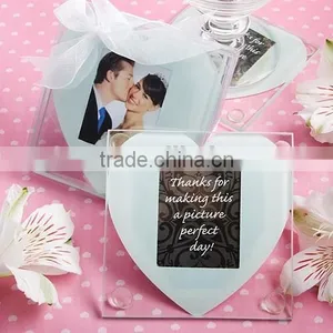 Wedding Heart Photo Design Square Glass Coaster thumbnail-1
