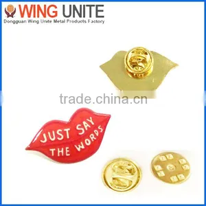 Fashion Customized Mouth Shape Gold Metal Badges for Decoration thumbnail-1