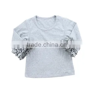 Knitted Baby Cloth Fall Shirt Blank Clothing Coral Ruffle Shirt Cotton Kids Top Wholesale Icing Ruffle Shirt Girls Icing Shirts thumbnail-5