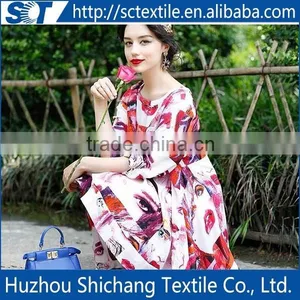 Digital Print Silk Fabric Silk Dress Fabric/65%Linen,15%Cotton,20%Silk thumbnail-1