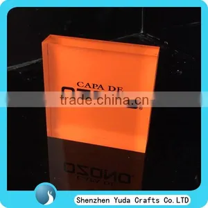 Solid Cast Acrylic Logo Sign Plexiglass Blocks Sign, Cube Lucite Supplier Printed Logo Block thumbnail-1