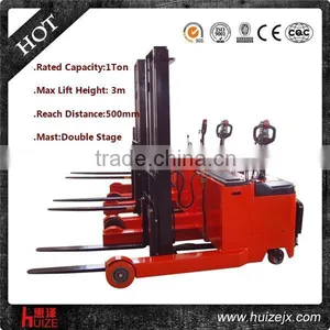 Supply OEM Factory Capacity 1 Ton Height 3000mm Electric Reach Truck Stacker thumbnail-1