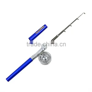 Mini Portable Pocket Aluminum Alloy Fishing Rod Pen Shape Pole Fish Reel Line Soft Bait Hook Float Tackle thumbnail-1