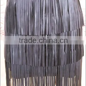 Popular Design Fringes Tassel Lace Sexy PU Skirts China Factory Wholesale thumbnail-5