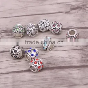 Women Fashion Dark Silver Mix Color Crystal Charm Big Hole Loose Bead for European Bracelet Bangle Jewelry Gifts thumbnail-2