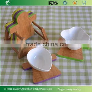 Hand-in-hand Bamboo Coaster Set With Colorful End thumbnail-4