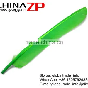 CHINAZP Crafts Factory High Quality Cheap Dyed Lime Green Turkey Pointers Quill Large Feathers thumbnail-4