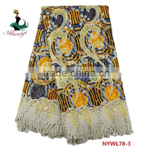 Newest Design Ankara Wax Mix Lace Fabric African Dutch Wax With Polyester Lace thumbnail-2