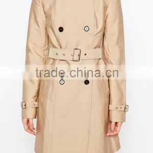 Fashion Women Long Khaki Long Sleeve Wind Coat thumbnail-4